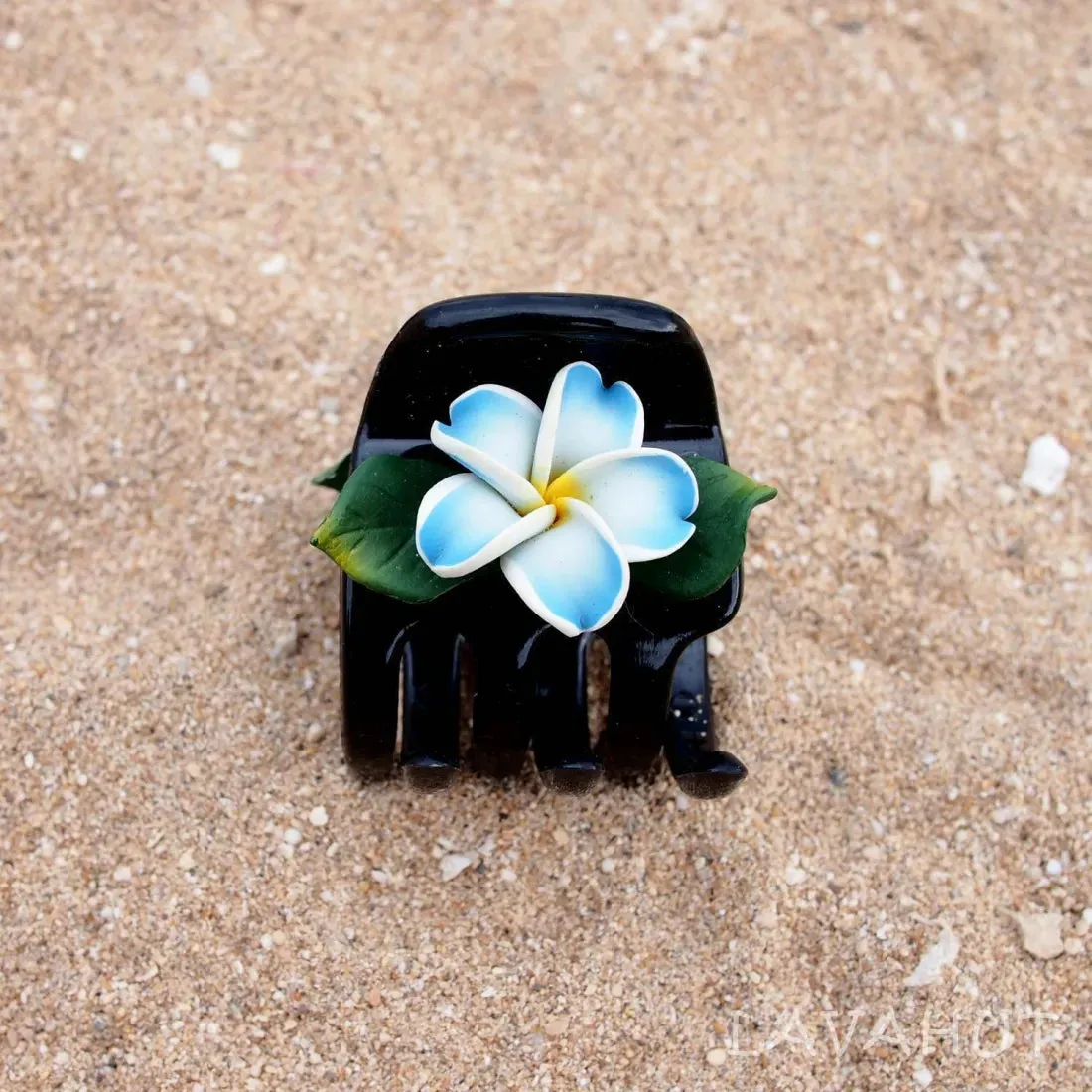 Plumeria Blue Hawaiian Flower Hair Claw