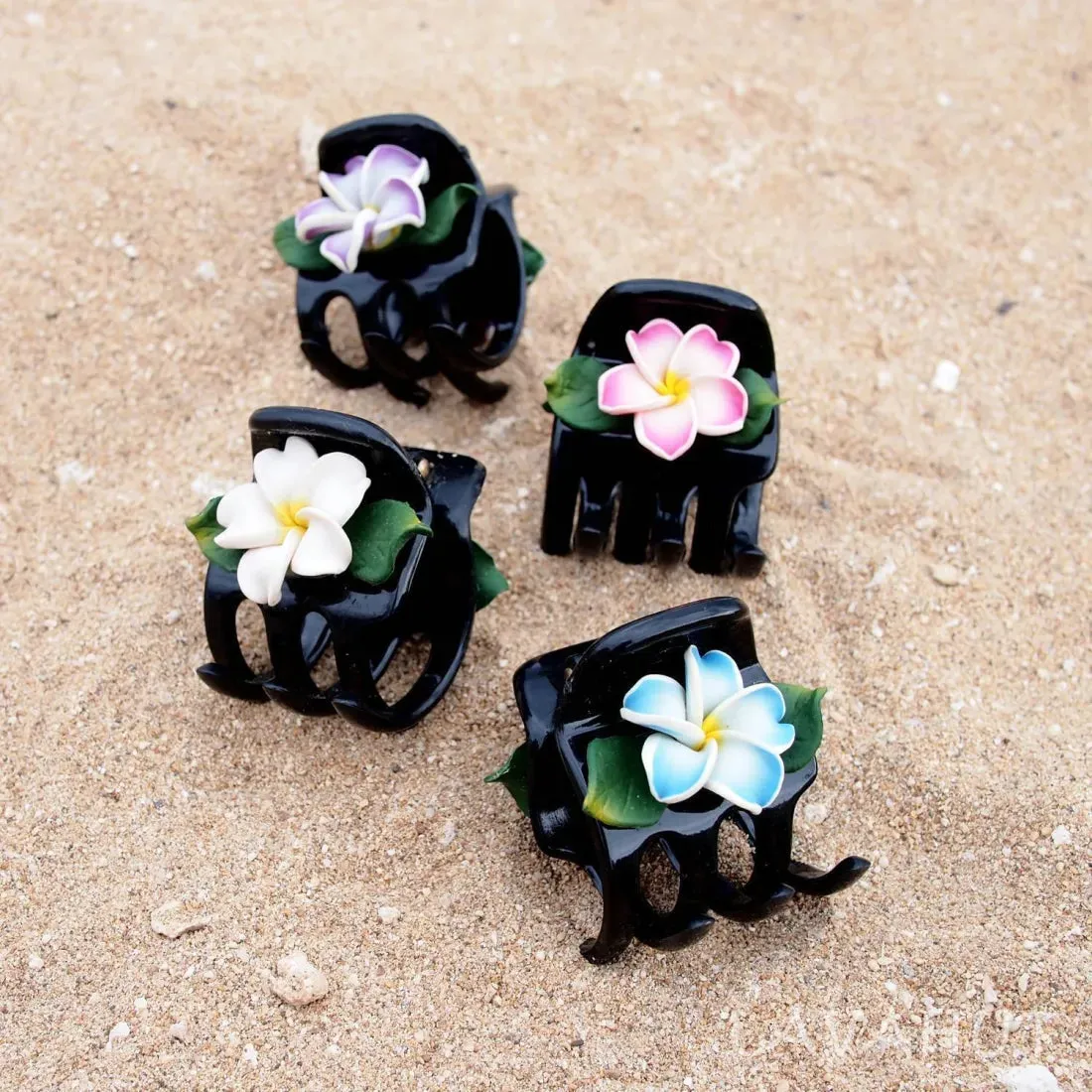 Plumeria Blue Hawaiian Flower Hair Claw