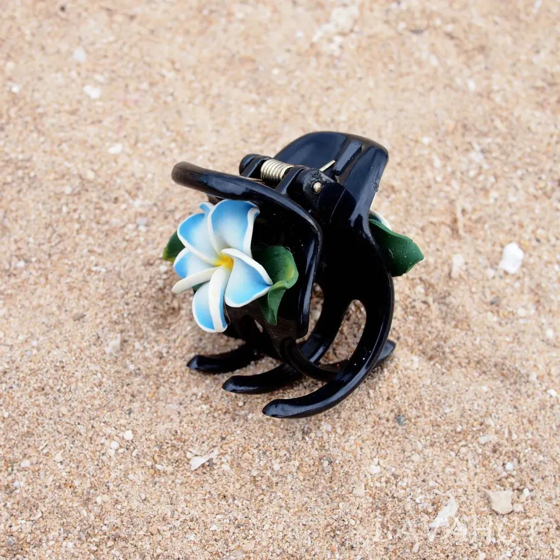 Plumeria Blue Hawaiian Flower Hair Claw