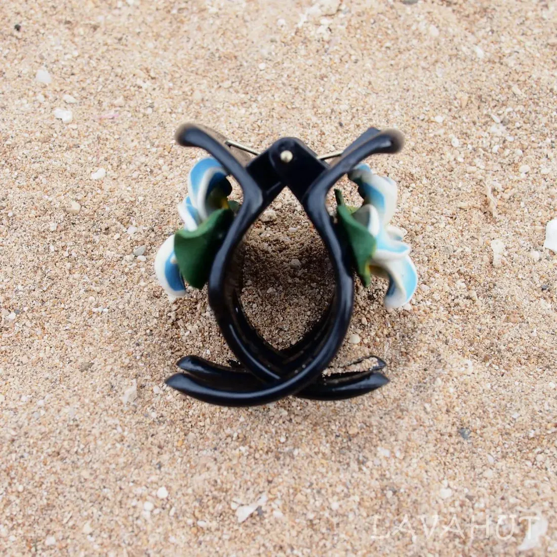 Plumeria Blue Hawaiian Flower Hair Claw