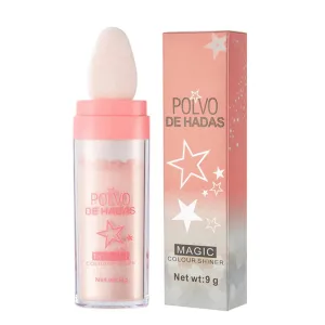 Polvo De Hadas Makeup Powder, Highlighter Powder Stick Body Shimmer Patting Powder Glitter High Gloss Sparkle Loose Brighten Face Body Lips Eyes Glow Cosmetic