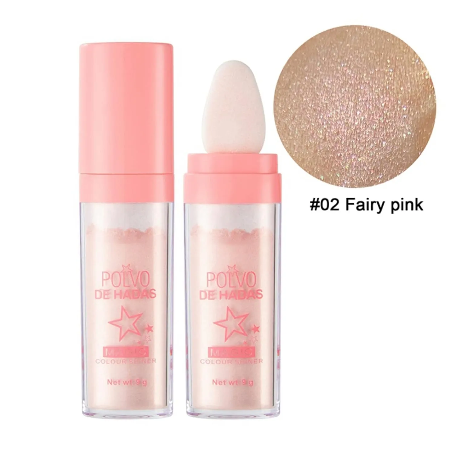 Polvo De Hadas Makeup Powder, Highlighter Powder Stick Body Shimmer Patting Powder Glitter High Gloss Sparkle Loose Brighten Face Body Lips Eyes Glow Cosmetic