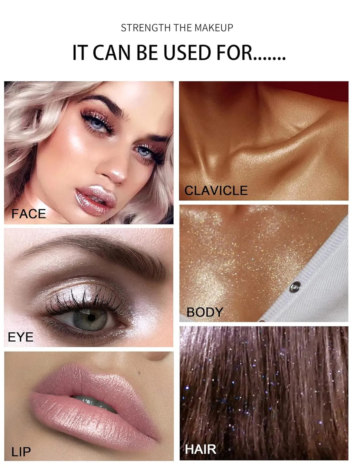 Polvo De Hadas Makeup Powder, Highlighter Powder Stick Body Shimmer Patting Powder Glitter High Gloss Sparkle Loose Brighten Face Body Lips Eyes Glow Cosmetic