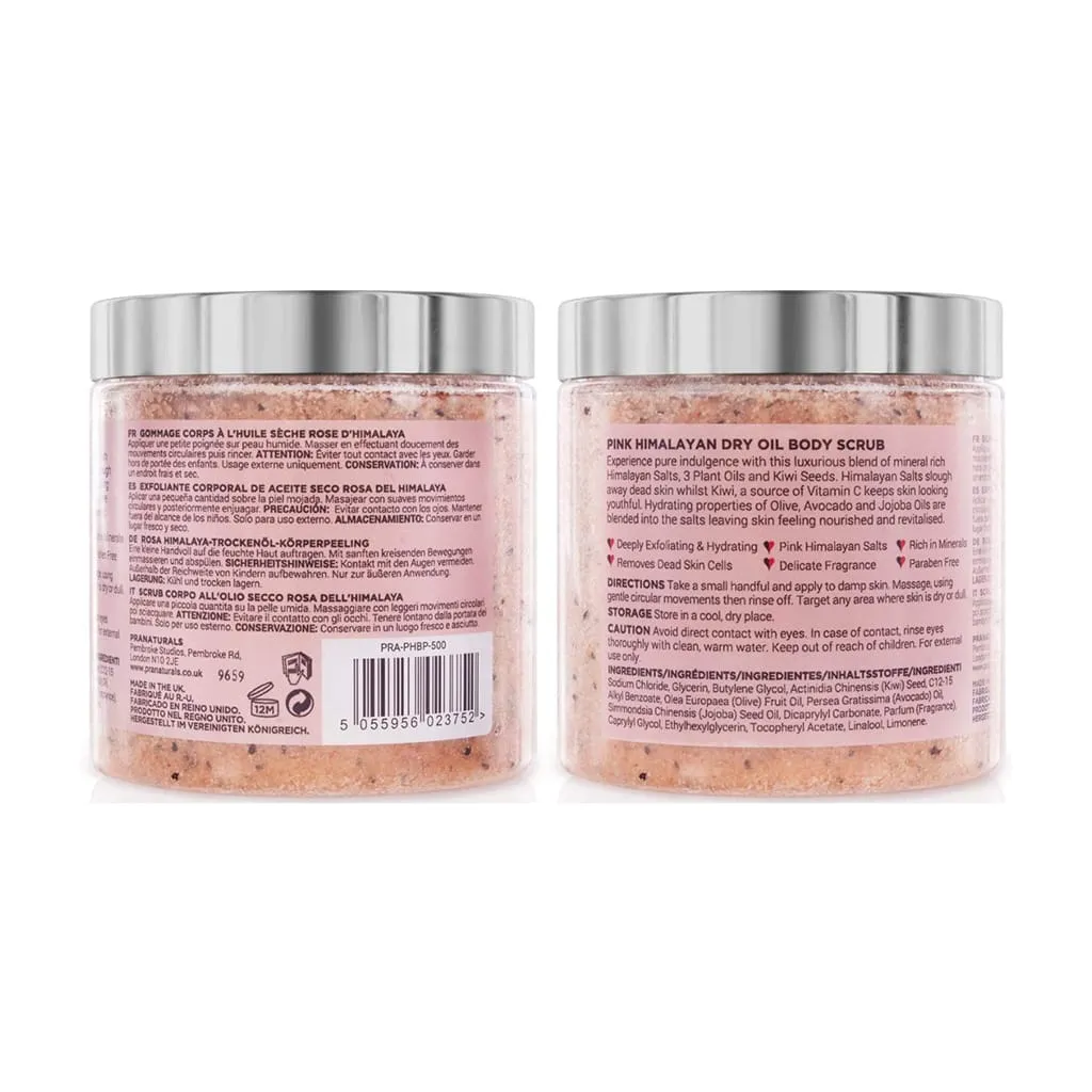 PraNaturals Pink Himalayan Dry Oil Body Scrub 500g