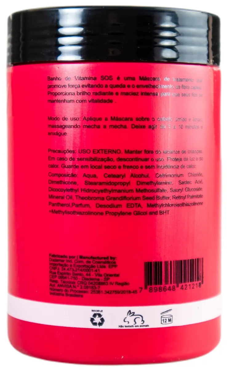 Professional Keratin Hair Treatment SOS Bath of Vitamins Mask 1Kg - Natureza