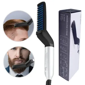 Quick Styling Hair Straightener Comb Men'S Hair Styling Brush Beard Straightener