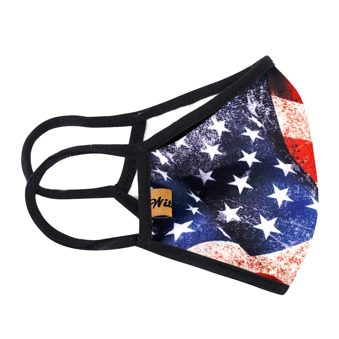 Red Rose Print American Flag Face Mask