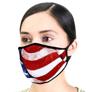 Red Rose Print American Flag Face Mask