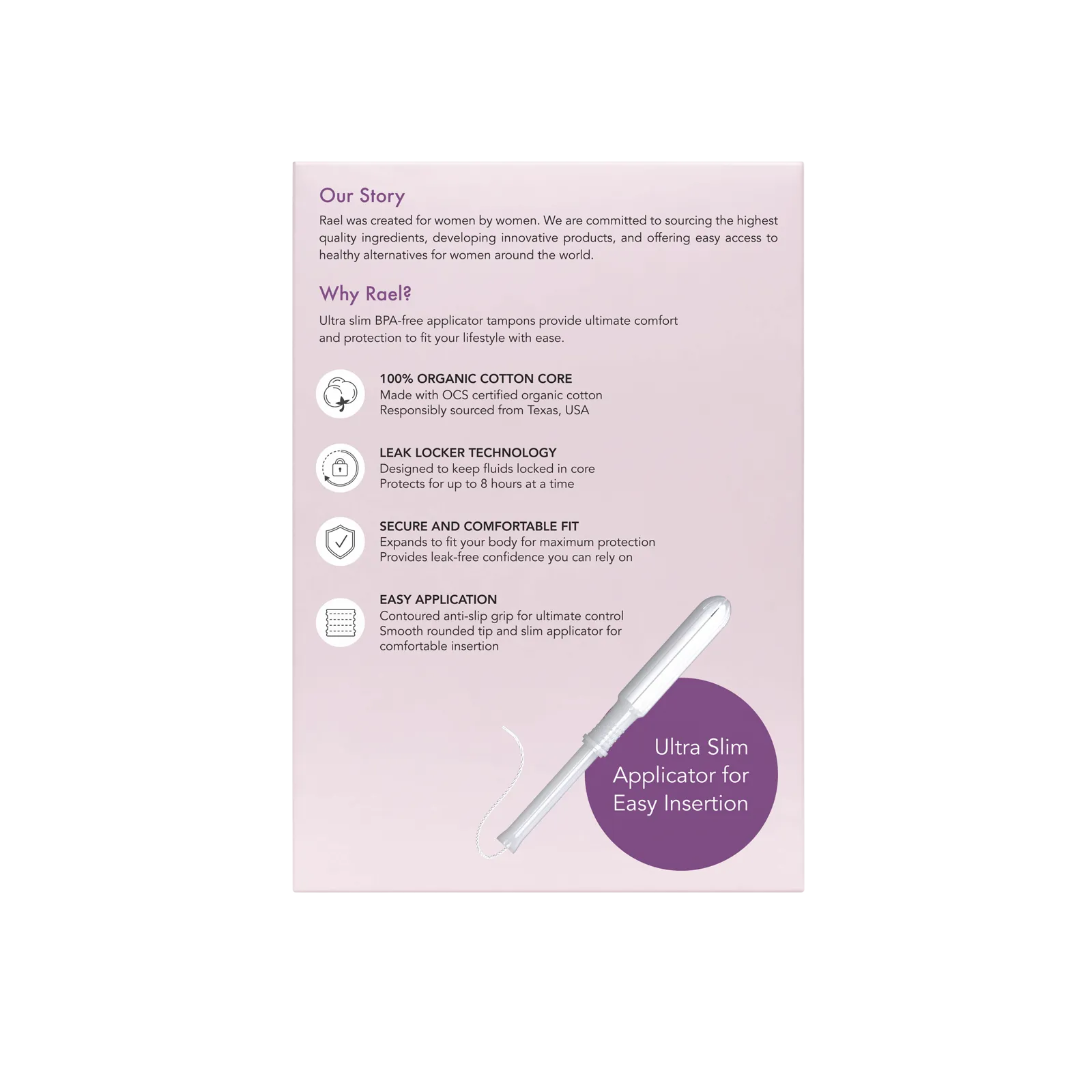 Regular Certified Organic Cotton Tampons with BPA-Free Applicator 16s