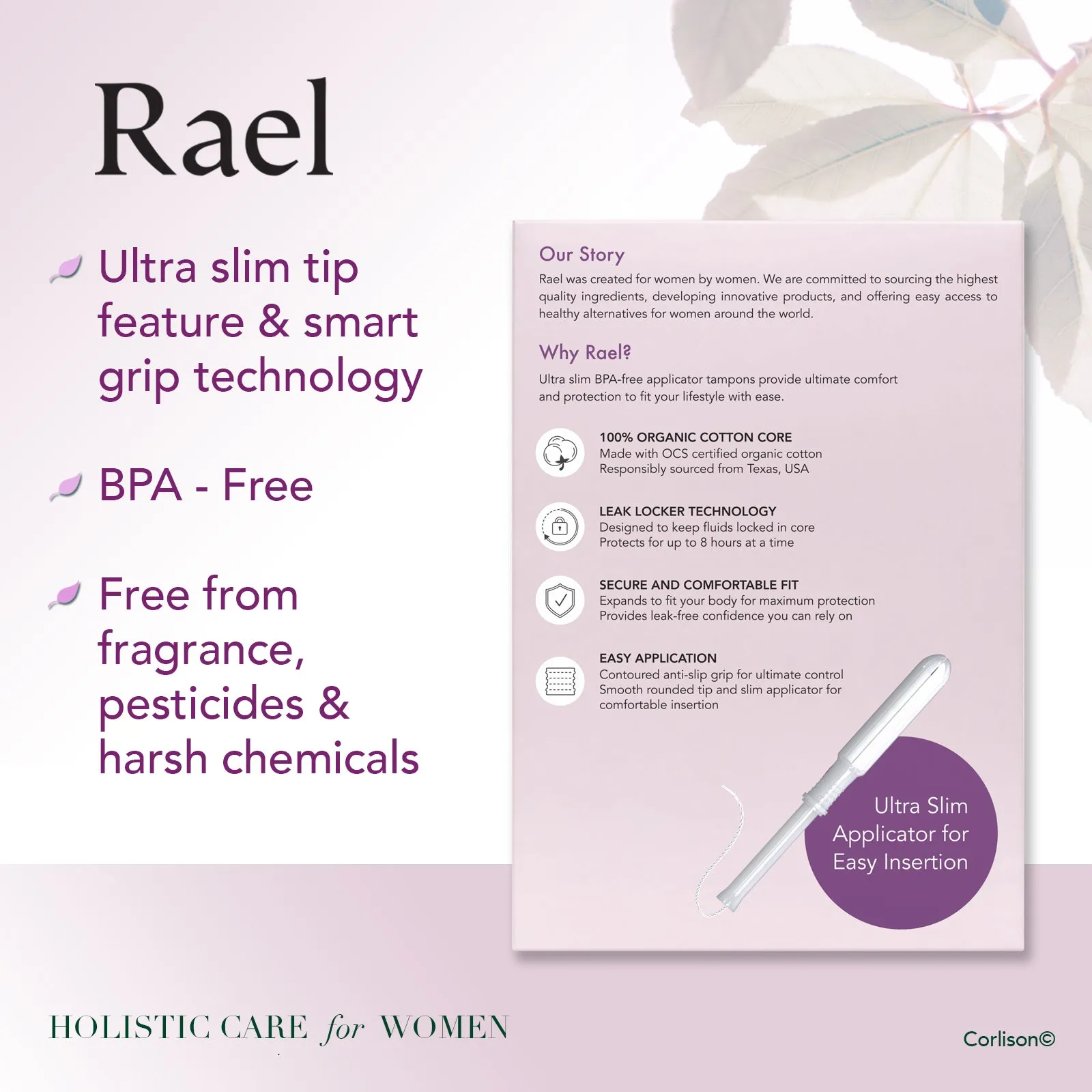 Regular Certified Organic Cotton Tampons with BPA-Free Applicator 16s