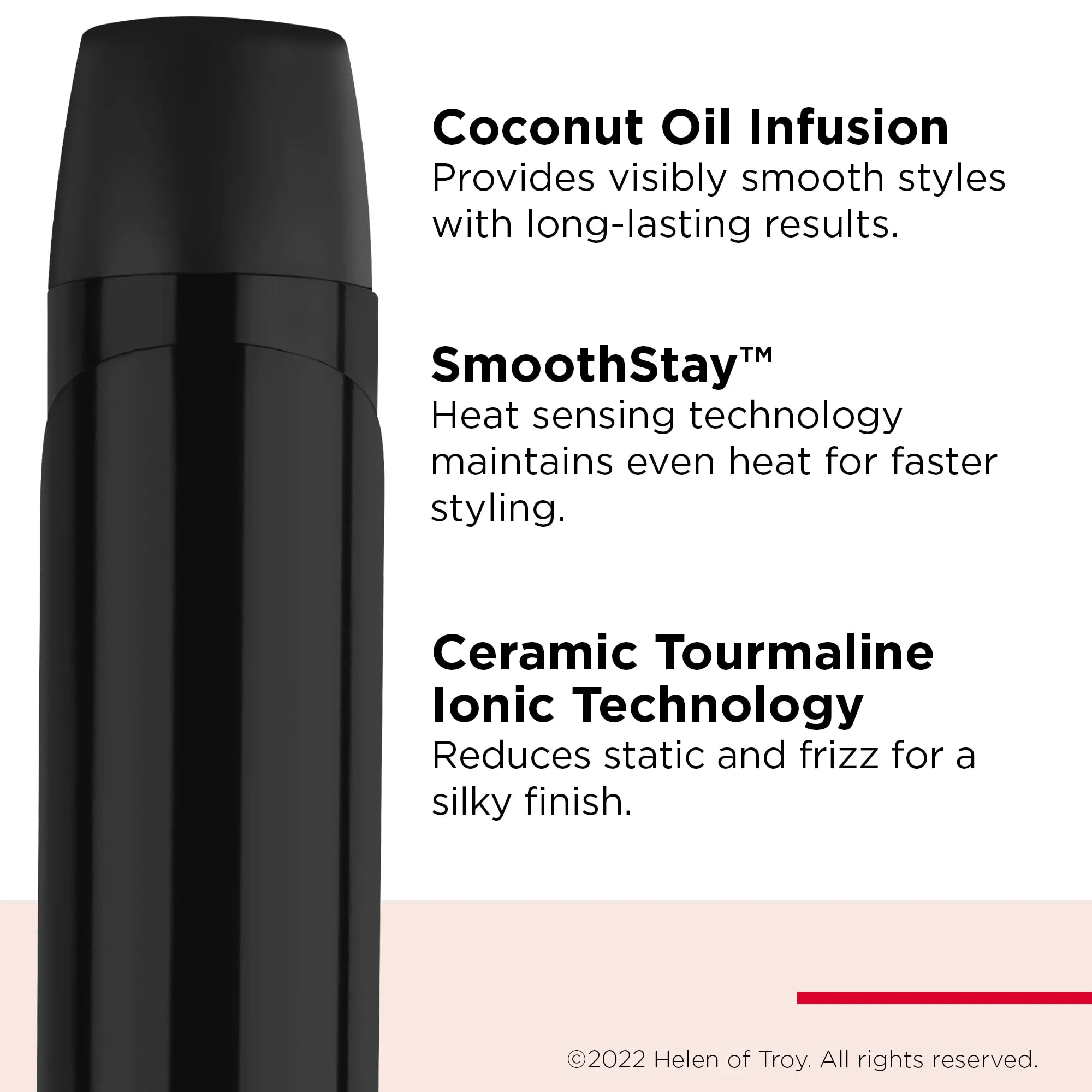 Revlon SmoothStay Coconut Oil-Infused Curling Iron | for Shiny, Smooth Curls (1-1/2 in)