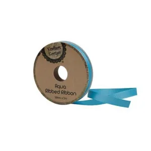 Ribbed Aqua Ribbon - 10mm x 5m
