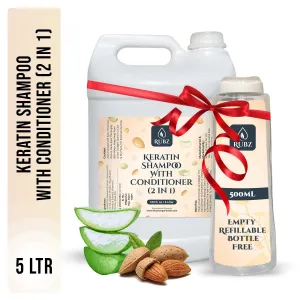 Rubz Keratin Shampoo with Conditioner (2 in 1) | with Keratin & Almond Oil for Straighter, Thicker & Shinier Hair | Sulphate & Paraben Free | For Women & Men | Best for Spa, Salon, Hotel | 5 Litre