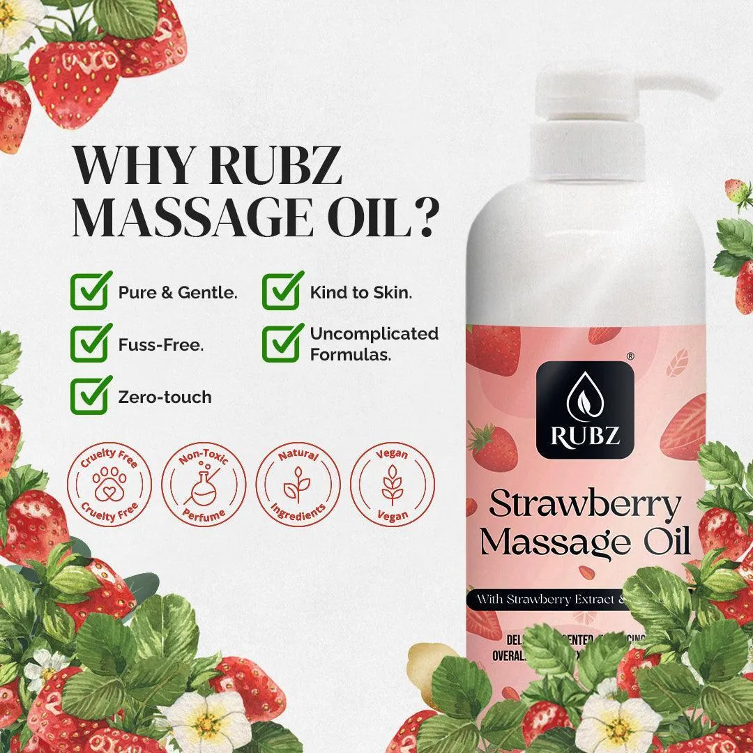 Rubz Strawberry Massage Oil | Moisturizing & Nourishing Body Massage Oil for Men & Women | Best for Aromatherapy & Full Body Spa | 5 Litre