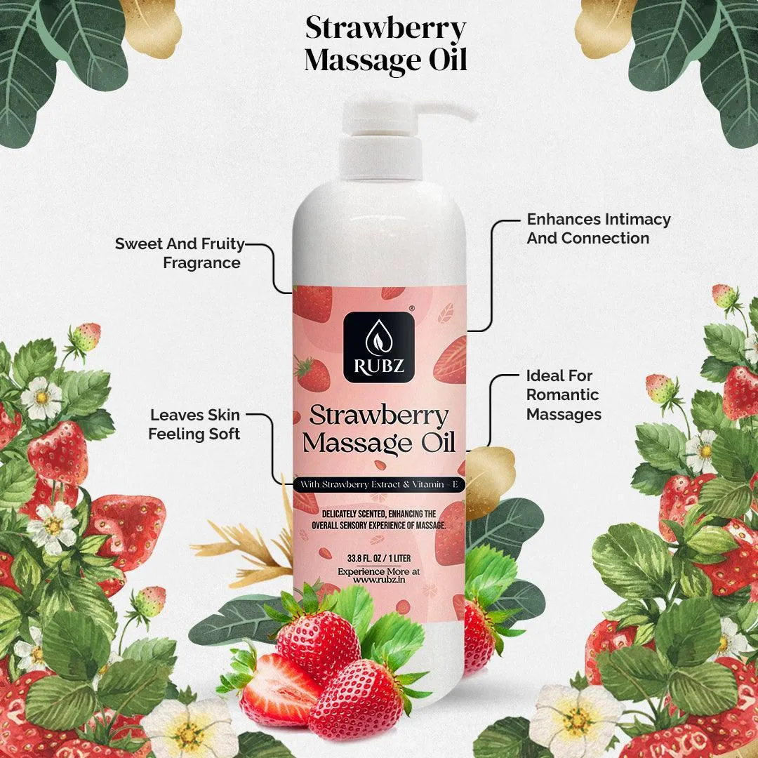 Rubz Strawberry Massage Oil | Moisturizing & Nourishing Body Massage Oil for Men & Women | Best for Aromatherapy & Full Body Spa | 5 Litre