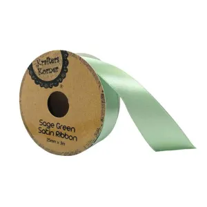 Sage Green Satin Ribbon - 2.5cm x 300cm