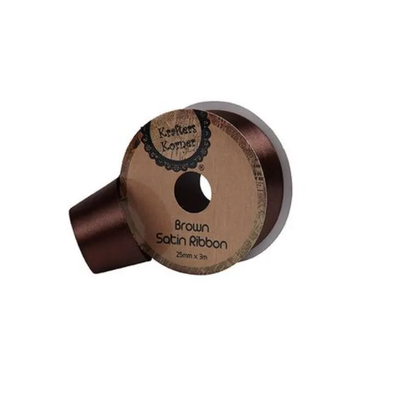 Satin Brown Ribbon - 25mm x 3m