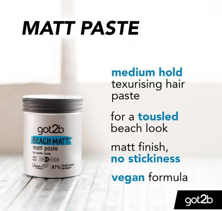 Schwarzkopf Got2B Beach Matt Medium Hold No Stickiness Hair Texture Paste 100 ml