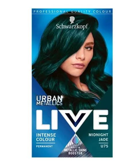 Schwarzkopf Live Urban Metallics Permanent Hair Dye, U75 Midnight Jade