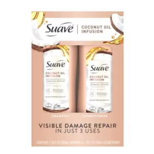 SUAVE coconut oil infuseion visible damage repair in just 3 uses بكج سواف لعلاج الشعر ب ٣ استخدامات