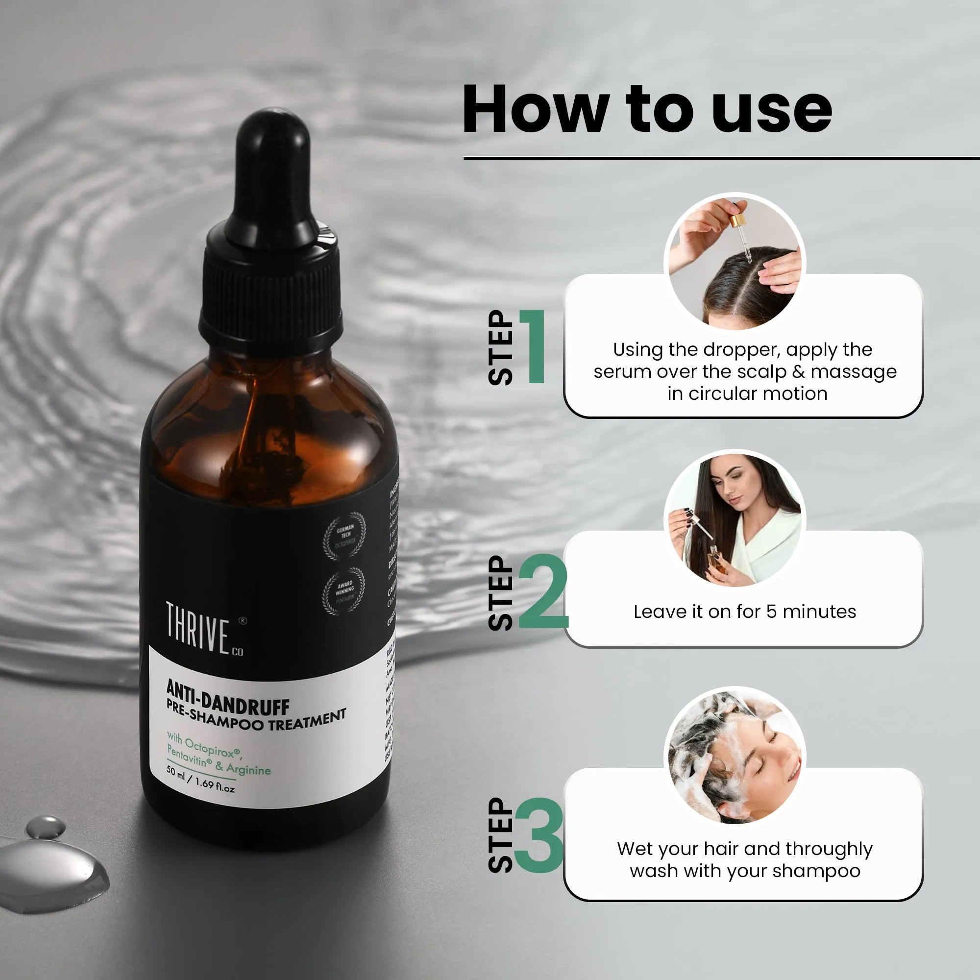 ThriveCo 'Less Dandruff, More Hair' Kit: Hair Growth Serum 2.0   Anti-Dandruff Pre-Shampoo Lotion