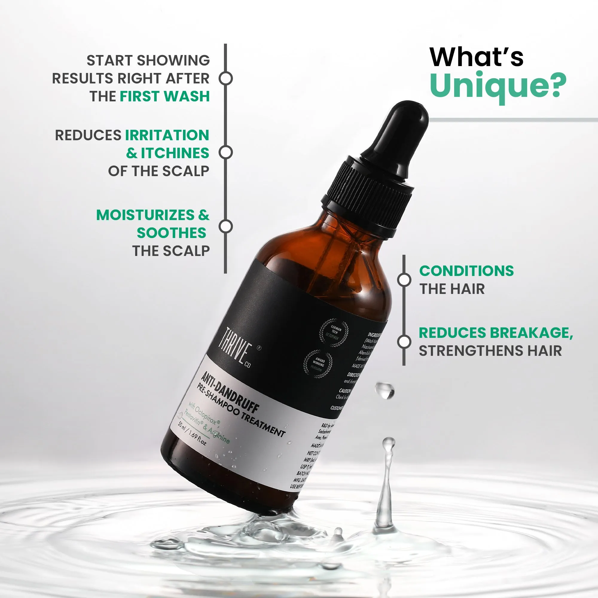 ThriveCo 'Less Dandruff, More Hair' Kit: Hair Growth Serum 2.0   Anti-Dandruff Pre-Shampoo Lotion