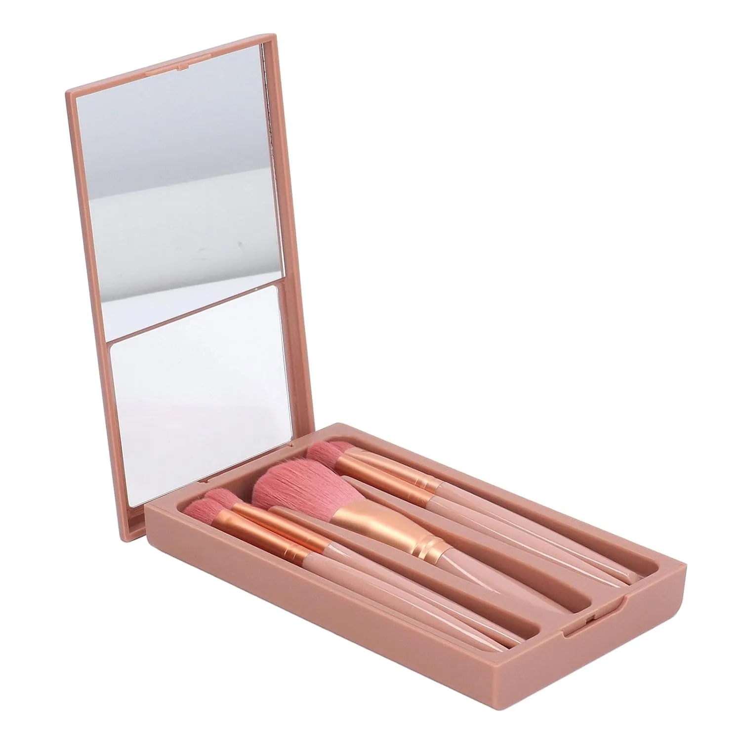 Travel Makeup Brushes Set of 5, Makeup Brush Set Loose Powder Eyeshadow Brush Portable Skin Friendly Soft Lightweight Cosmetic Brush for Beginner Professional