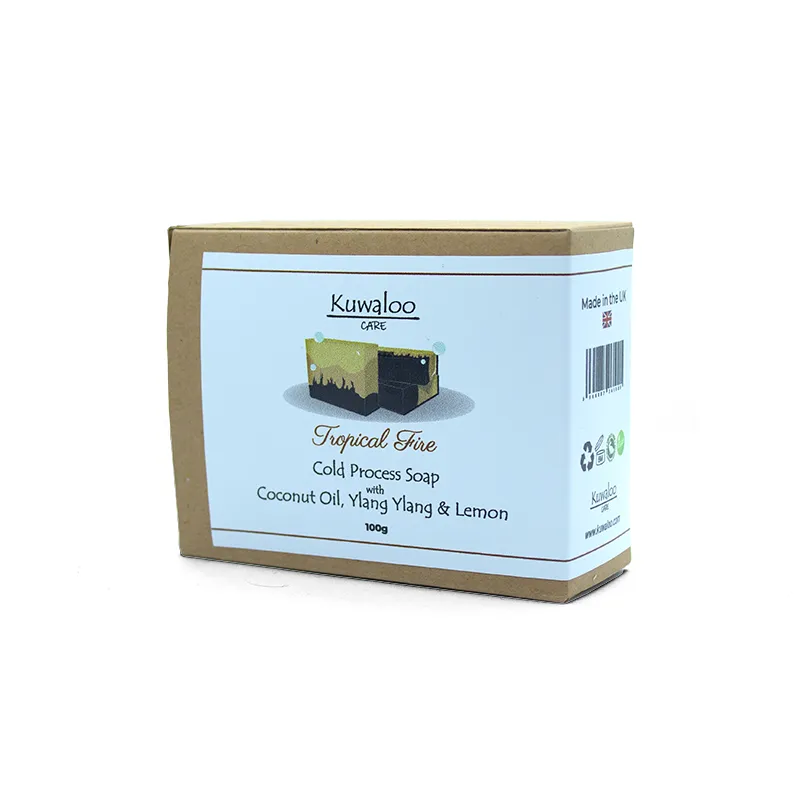 'Tropical Fire' Organic Vegan Soap 100g - Coconut Oil , Ylang Ylang & Lemon