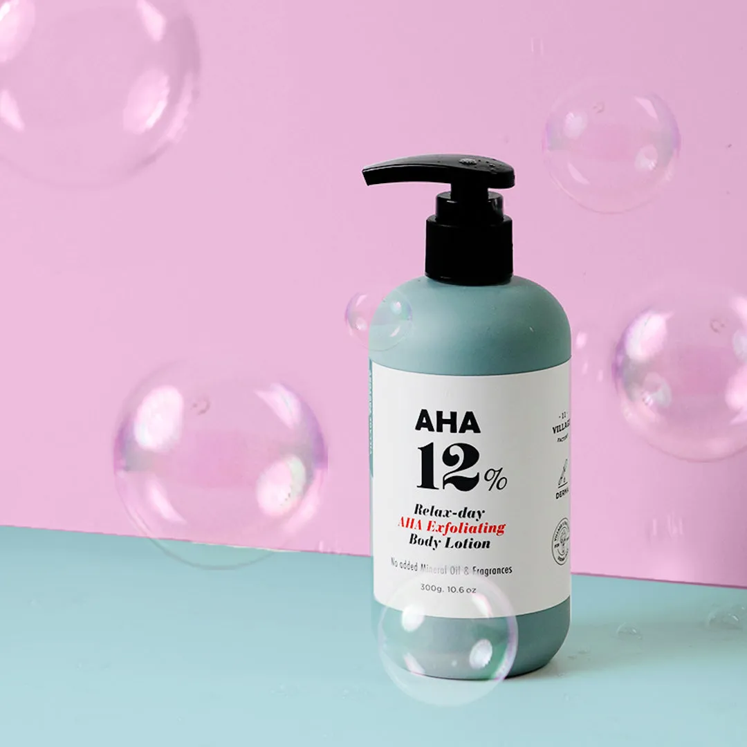 VILLAGE 11 FACTORY AHA 12% Relaxing Day AHA Exfoliation Body Lotion لوشن الجسم المقشر