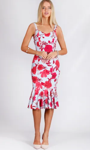 VS7251TB FIT AND FLARE BLUE/ RED DRESS (Pack)