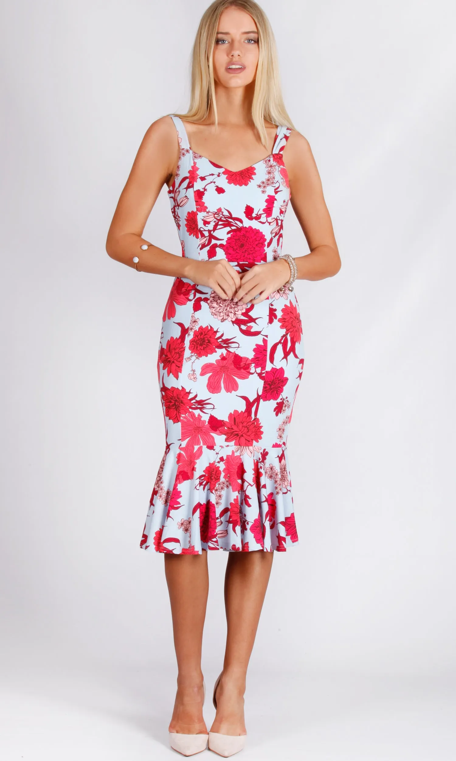 VS7251TB FIT AND FLARE BLUE/ RED DRESS (Pack)