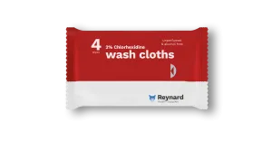 WASH CLOTHS LARGE 2% CHLORHEXIDINE ANTIBACTERIAL FOR BODY WASH SEALED PACK OF 4