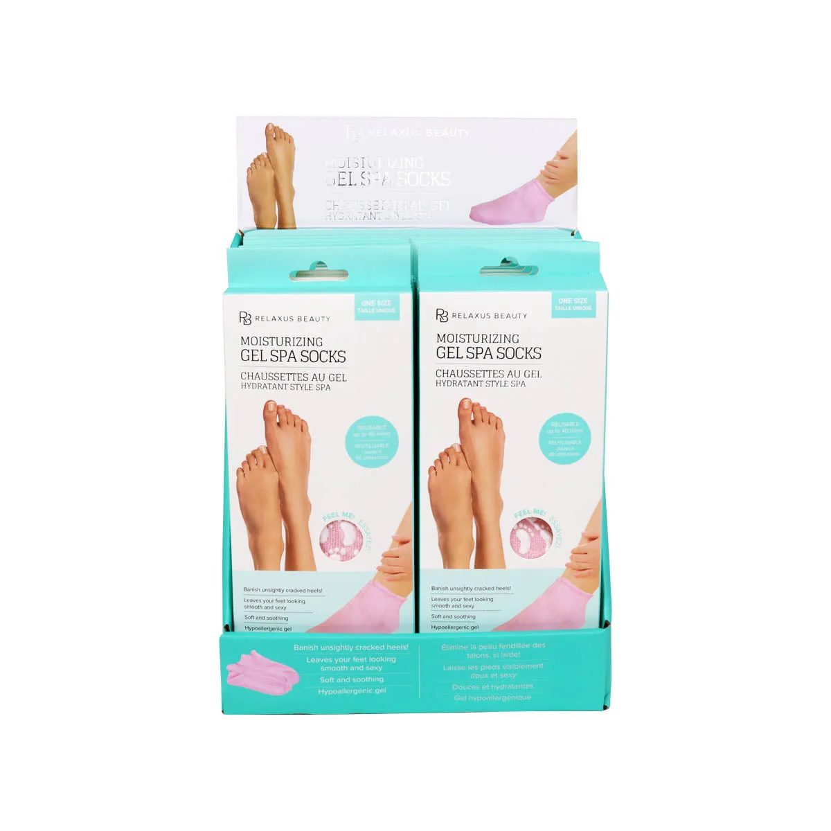Wholesale Moisturizing Gel Socks Displayer of 12