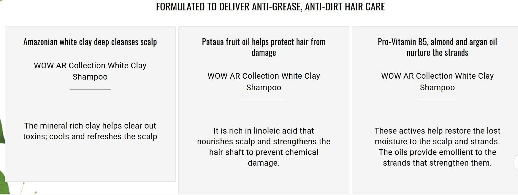 WOW Skin Science Amazon Rainforest Collection - White Clay Shampoo with Rainforest Pataua Oil - No Parabens, Sulphate, Silicones and Color, 300 ml